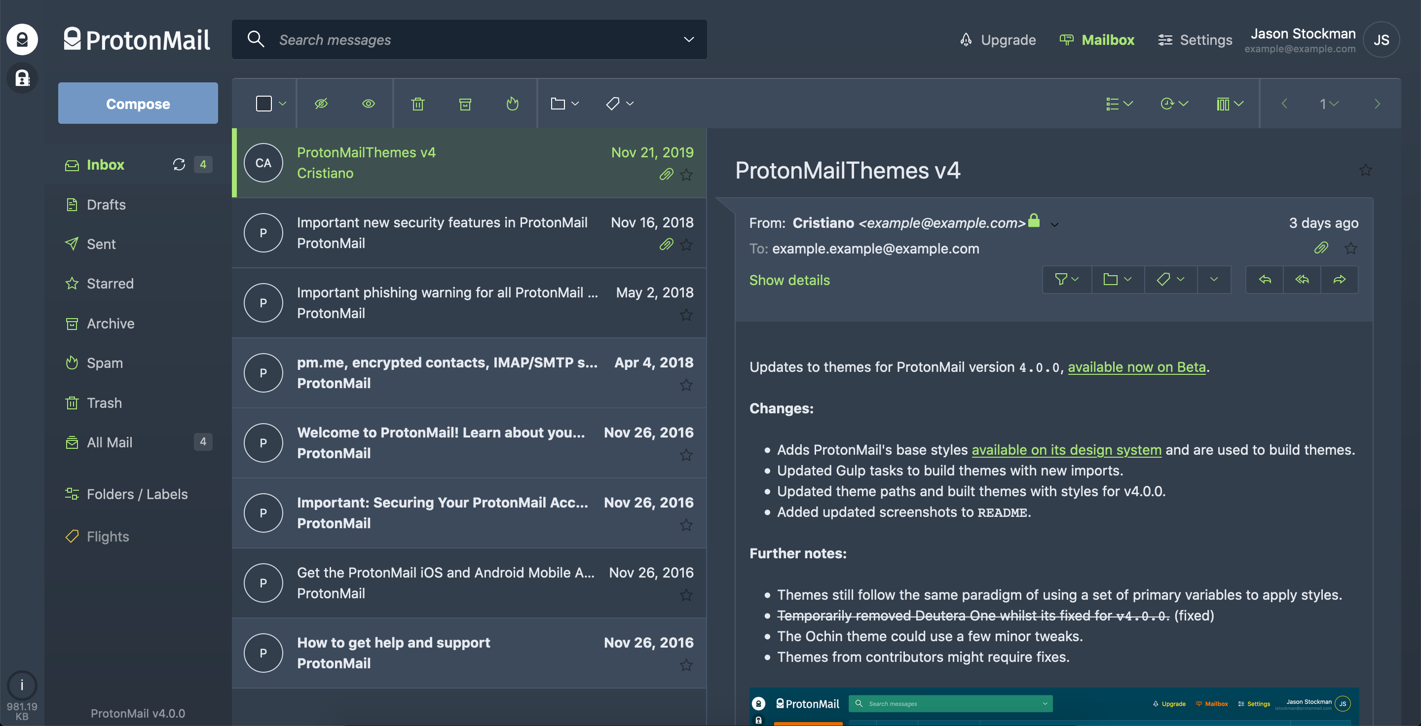 The Ochin theme for Protonmail.