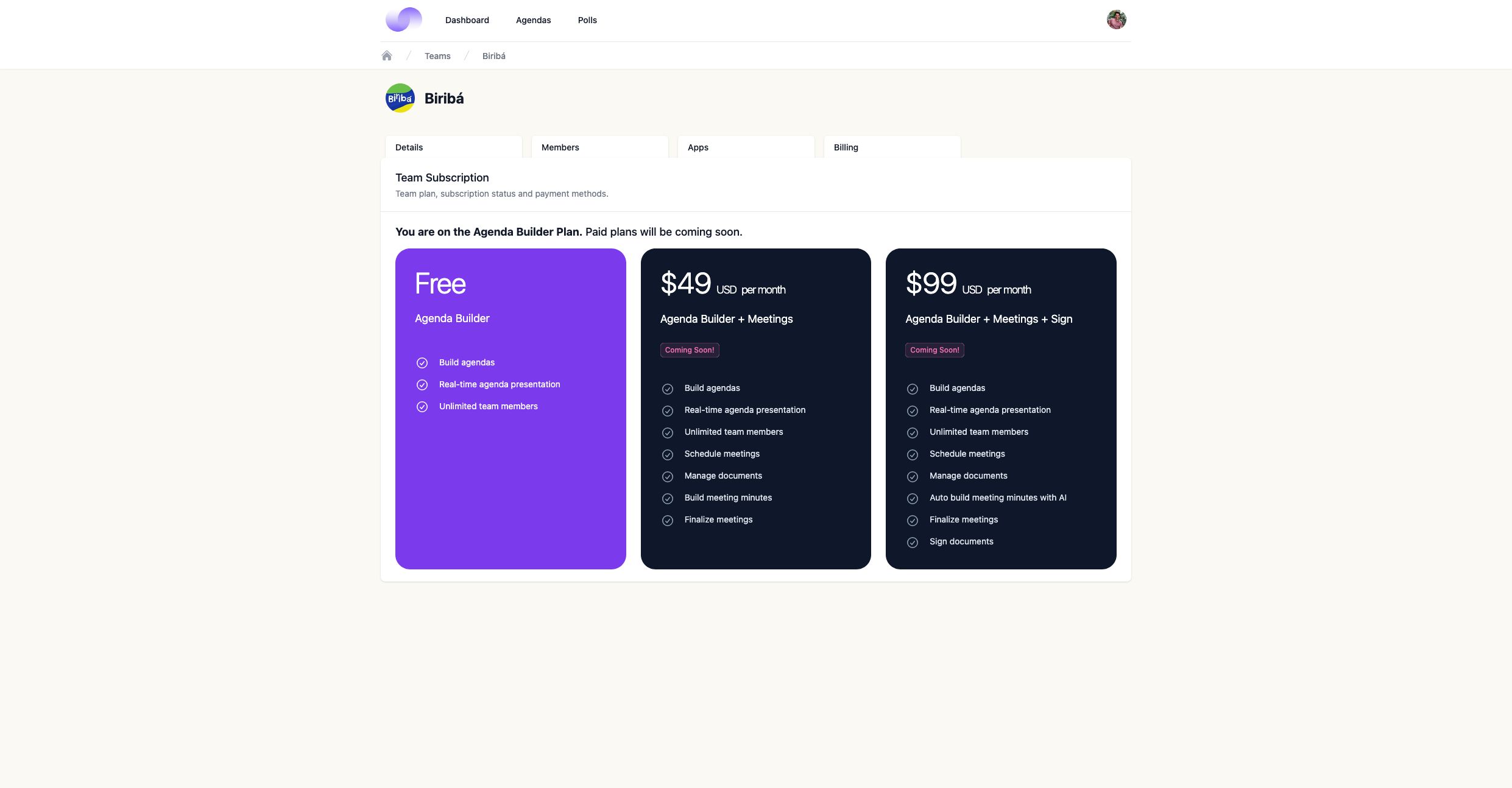 Boardshape team billing