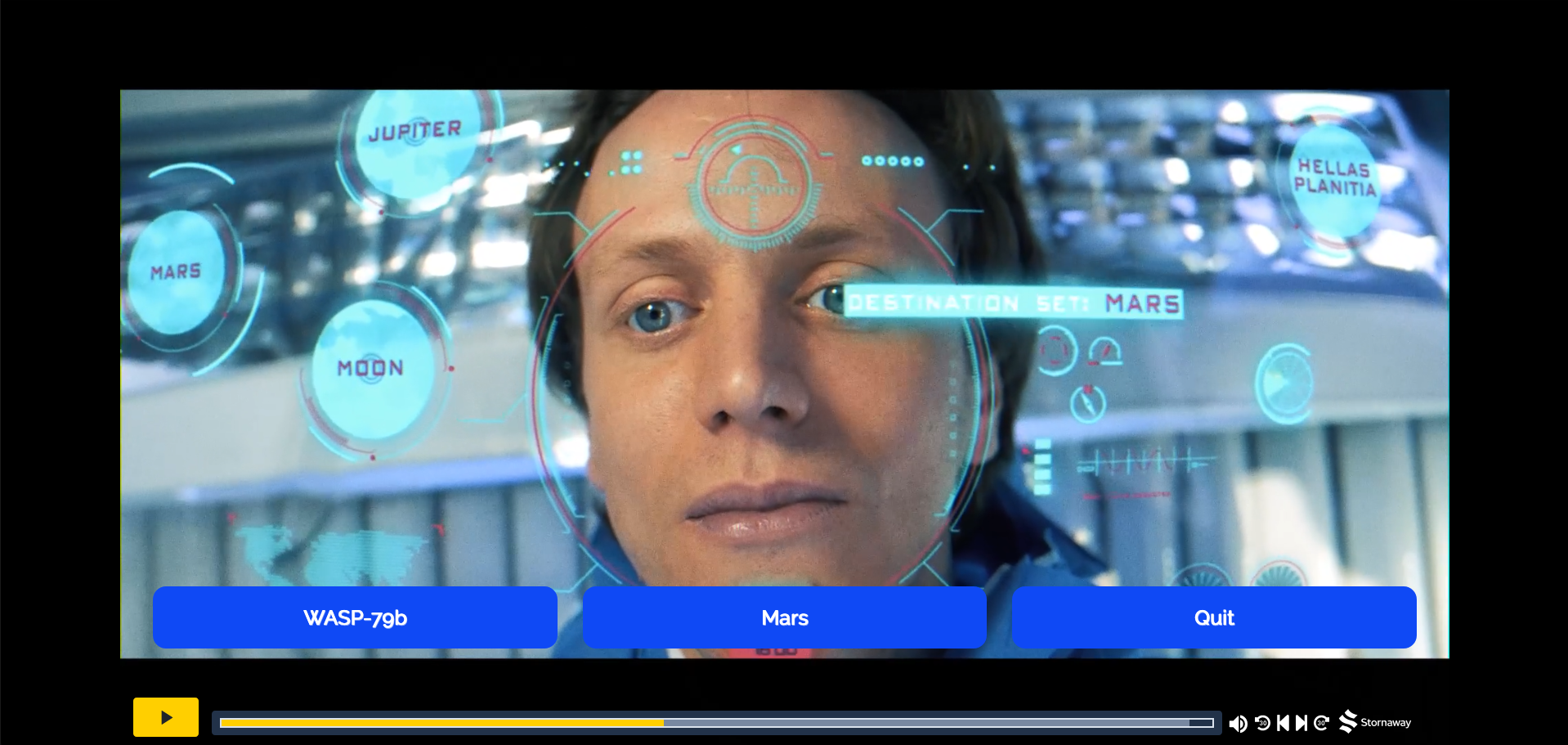 Displays the buttons to choose a path in the story in the video player.